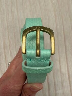 J. Crew Factory Mint Green Textured Leather Belt with Gold Buckle